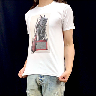 新品 未使用 フレンチ ブルドッグ  ライダース ギター アンプ 犬 Tシャツ(Tシャツ/カットソー(半袖/袖なし))