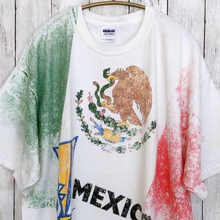 半袖Ｔシャツ　白ホワイト　サイズＸＬ　メキシコデザイン　アニマル　鳥鷲メンズ古着(Tシャツ/カットソー(半袖/袖なし))
