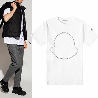 モンクレール(MONCLER)の送料無料 203 MONCLER モンクレール 8C00027 8390T ホワイト Tシャツ アイコンパッチ カットソー 半袖 size L(Tシャツ/カットソー(半袖/袖なし))