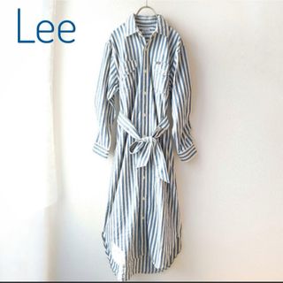 リー(Lee)のLee　リー　ロングシャツワンピース　マキシ丈　ベルト付属　ストライプ　綿100(ロングワンピース/マキシワンピース)