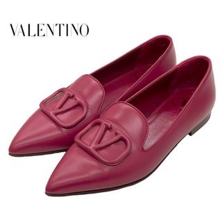 ヴァレンティノ(VALENTINO)のヴァレンティノ VALENTINO パンプス 靴 シューズ レザー 赤紫 フラットシューズ Vロゴ(ハイヒール/パンプス)