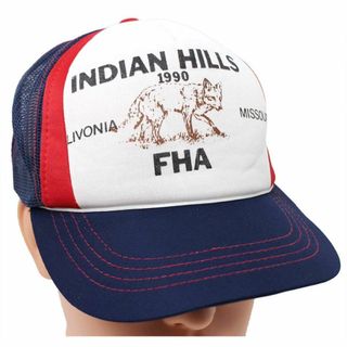 90s INDIAN HILLS FHA フォックス マルチカラー 切り替え メッシュキャップ 紺×白×赤★ビンテージ オールド インディアン ヒルズ(キャップ)