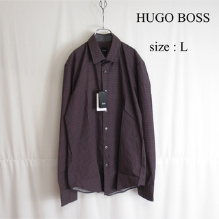ヒューゴボス(HUGO BOSS)の美品 HUGO BOSS レギュラーカラー コットン シャツ 千鳥 チェック L(シャツ)