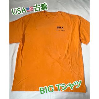 USA アメカジ古着Tシャツ　超大きいサイズ　3XL？　オレンジ　バックプリント(Tシャツ/カットソー(半袖/袖なし))