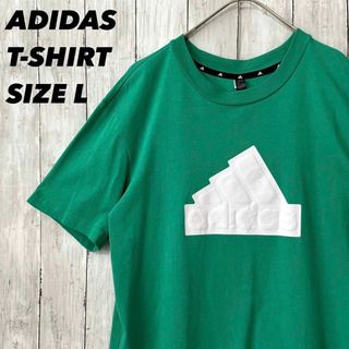 アディダス(adidas)のメンズ古着　ADIDASアディダス　プリントTシャツ　サイズL緑　ユニセックス(Tシャツ/カットソー(半袖/袖なし))