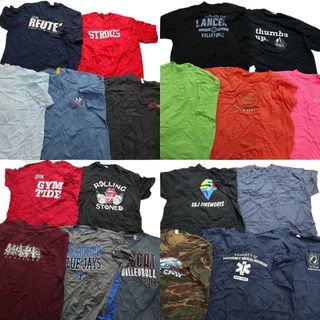 古着卸 まとめ売り カラーmix プリント 半袖Tシャツ 20枚セット (メンズ 2XL )  無地 迷彩 ローリングストーンズ MT3797