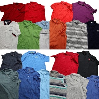 古着卸 まとめ売り ポロシャツ 20枚セット (メンズ 2XL ) カラーMIX 無地 ワンポイント レッド ブルー ボーダー MT3786(ポロシャツ)