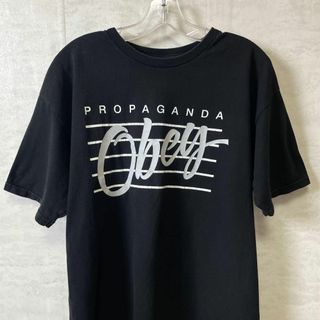 オベイ(OBEY)のOBEYオベイ　半袖Ｔシャツ　サイズＬ　黒ブラック　コットンシャツ　メンズ古着(Tシャツ/カットソー(半袖/袖なし))