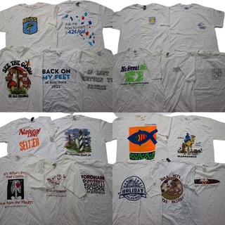 古着卸 まとめ売り 白ボディ プリント 半袖Tシャツ 20枚セット (メンズ M /L /3 ) ホワイト 英文字プリント ワンポイント MT3859(その他)