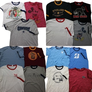 古着卸 まとめ売り リンガー 半袖Tシャツ 15枚セット (メンズ XL /2XL ) プロチーム NFL ミッキー MT3842(その他)