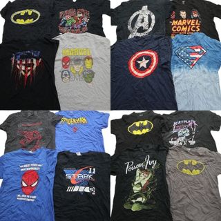 古着卸 まとめ売り マーベル DCコミック 半袖Tシャツ 16枚セット (メンズ L ) バットマン スーパーマン スパイダーマン MT3873(その他)