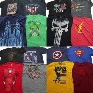 古着卸 まとめ売り マーベル DCコミック 半袖Tシャツ 16枚セット (メンズ XL ) スーパーマン スパイダーマン MT3863(その他)