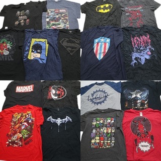 古着卸 まとめ売り マーベル DCコミック 半袖Tシャツ 17枚セット (メンズ XL /2XL ) スーパーマン ラグラン スパイダーマン MT3862