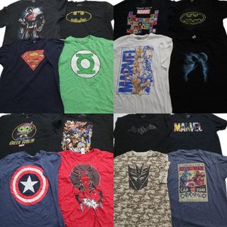 古着卸 まとめ売り マーベル DCコミック 半袖Tシャツ 16枚セット (メンズ 2XL /3XL ) バットマン スーパーマン デッドプール MT3861(その他)