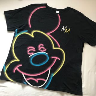 ディズニー(Disney)のDisney ミッキー　ネオンカラー　Tシャツ　黒　3L(Tシャツ/カットソー(半袖/袖なし))