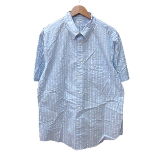ブルックスブラザース(Brooks Brothers)のブルックスブラザーズ ボタンダウンシャツ ストライプ 半袖 XL 水色 ブルー(シャツ)