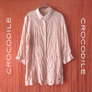Crocodile - 美品　CROCODILE／クロコダイル★　ギャザー加工　七分袖シャツ