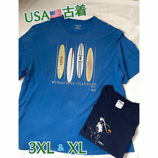 USA アメカジ古着Tシャツ　大きいサイズ　3XL、XL  サーフ、バスケ柄(Tシャツ/カットソー(半袖/袖なし))
