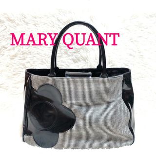 MARY QUANT - 訳あり　マリークワント　黒エナメル×キャンバス　トートバッグ　大輪デイジー