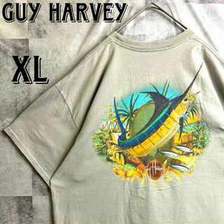 ヴィンテージ(VINTAGE)の美品 US古着 Guy Harvey バックロゴ Tシャツ 半袖 グレー XL(Tシャツ/カットソー(半袖/袖なし))