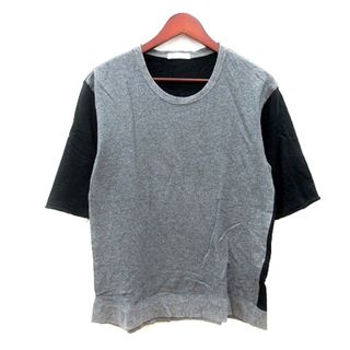 ガルニ(GARNI)のガルニ カットソー Tシャツ Uネック 五分袖 バイカラー M グレー 黒(その他)