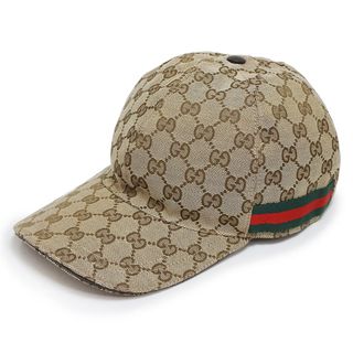 グッチ(Gucci)のグッチ ベースボール キャップ ハット 帽子 Lサイズ 59cm オリジナル GGキャンバス レザー ベージュ ブラウン グリーン レッド 茶 緑 赤 ゴールド金具 200035 GUCCI（新品・未使用品）(キャップ)