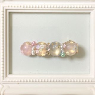 シャーベットカラーのヘアクリップ　パステル　パール　ハンドメイド　ヘアアクセ(ヘアアクセサリー)