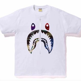 アベイシングエイプ(A BATHING APE)のBAPE 半袖Tシャツ メンズ ホワイト シャーク Sサイズ(Tシャツ/カットソー(半袖/袖なし))