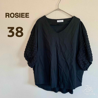 ロージー(ROSIEE)のロージー 38 カットソー 袖レース ブラック 黒 おしゃれ カットソー  M(Tシャツ(半袖/袖なし))