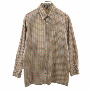 ダックス(DAKS)のダックス 日本製 チェック柄 長袖 シャツ L ブラウン系 DAKS ゴルフ メンズ(シャツ)