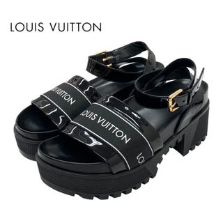 LOUIS VUITTON - ルイヴィトン LOUIS VUITTON サンダル 靴 シューズ パテント レザー ブラック 黒 ロゴ ストラップ