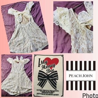 ピーチジョン(PEACH JOHN)のマイハニービー★ピーチジョン★PJ★背中開きリボン★総レース★カバーオール(オールインワン)