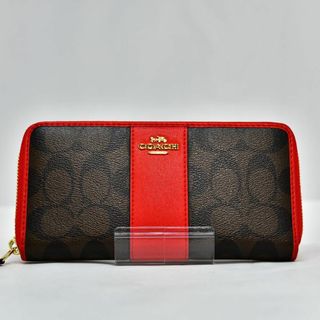 コーチ(COACH)のほぼ未使用 鑑定済 コーチ COACH シグネチャー 長財布 ラウンドジップ(財布)