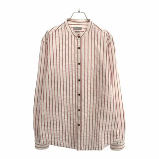 ザラ(ZARA)のザラマン 長袖 バンドカラー シャツ 42 ホワイト×レッド ZARA MAN メンズ(シャツ)