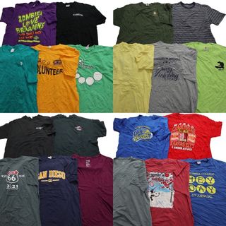 古着卸 まとめ売り カラーmix プリント 半袖Tシャツ 20枚セット (メンズ XL /2XL ) 無地  カレッジ風 ボーダー MT3992