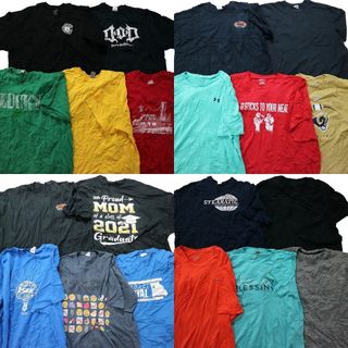 古着卸 まとめ売り カラーmix プリント 半袖Tシャツ 20枚セット (メンズ 2XL /3XL /4XL /5XL ) プロチーム NFL アンダーアーマー MT4014(その他)