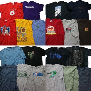 古着卸 まとめ売り カラーmix プリント 半袖Tシャツ 20枚セット (メンズ XL /2XL ) 無地 ワンポイント プロチーム NBA ボーダー MT4013(その他)