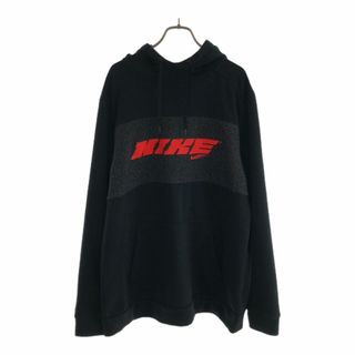 ナイキ(NIKE)のナイキ ロゴプリント 長袖 スウェットパーカー XL ブラック系 NIKE プルオーバー トレーナー メンズ(パーカー)