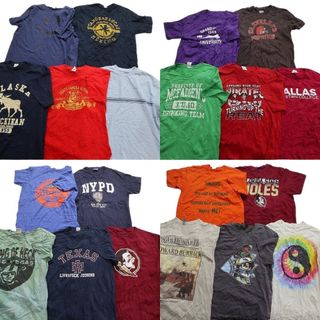 古着卸 まとめ売り カラーmix プリント 半袖Tシャツ 20枚セット (メンズ L ) タイダイ カレッジ風 プロチーム NFL MT4072(その他)