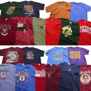 古着卸 まとめ売り カラーmix プリント 半袖Tシャツ 20枚セット (メンズ XL ) 丸首 カジュアル タイダイ カレッジ風 MT4066(その他)