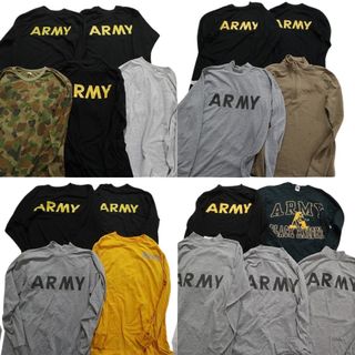 古着卸 まとめ売り 長袖Tシャツ 18枚セット (メンズ XS /S /M /L ) ミリタリー系 MIX ハートランドカモ ARMY NAVY ハーフジップ MT4065(Tシャツ/カットソー(七分/長袖))