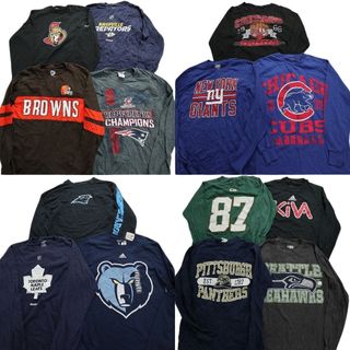 古着卸 まとめ売り プロチーム 長袖Tシャツ 14枚セット (メンズ S /M ) NFL ペイトリオッツ アディダス NBA NHL MT4114(Tシャツ/カットソー(七分/長袖))