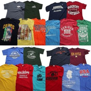 古着卸 まとめ売り カラーmix プリント 半袖Tシャツ 20枚セット (メンズ M ) カジュアル 丸首 レッド カレッジ風 MT4149(その他)