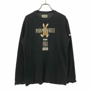 PINK HOUSE - ピンクハウス 日本製 長袖 Tシャツ L ブラック PINK HOUSE ロンT レディース