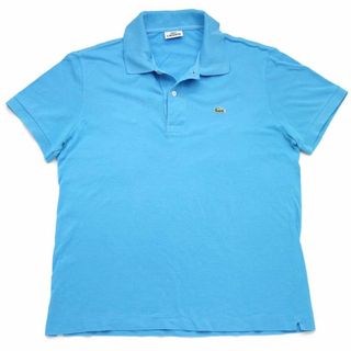 ラコステ(LACOSTE)の90s LACOSTEラコステ ワンポイント コットン 鹿の子 ポロシャツ 水色 4★174 オールド フレンチ ユーロ ヨーロッパ ライトブルー(ポロシャツ)