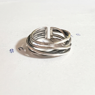 シルバーリング 925 銀 多重ワイド バンプ アシンメトリー 韓国 指輪⑦(リング(指輪))