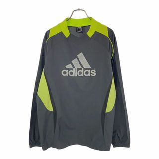 アディダス(adidas)のアディダス ロゴプリント トレーニング 長袖 ウェア M グレー×黄緑 adidas メンズ(ウォーキング)