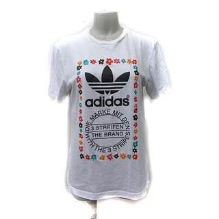アディダス(adidas)のアディダス Tシャツ カットソー 半袖 刺繍 花柄 M 白 ホワイト /YI(Tシャツ(半袖/袖なし))