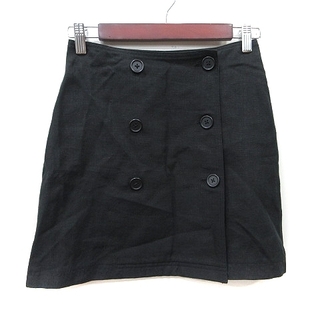 ラルフローレン(Ralph Lauren)のラルフローレン 台形スカート ミニ 麻 リネン 9 黒 ブラック /YI(ミニスカート)