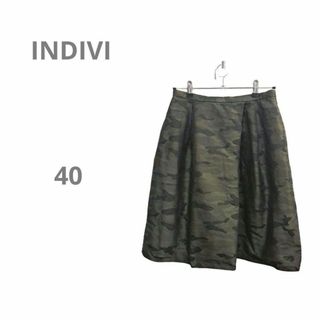 インディヴィ(INDIVI)の【インディヴィ INDIVI】ワールド 迷彩 カモフラ ひざ丈スカート 40 L(ひざ丈スカート)